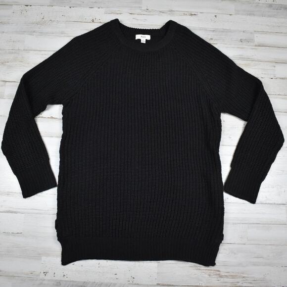 Black side lace up crewneck tunic sweater Women's large biker alt whimsigoth - Picture 1 of 6